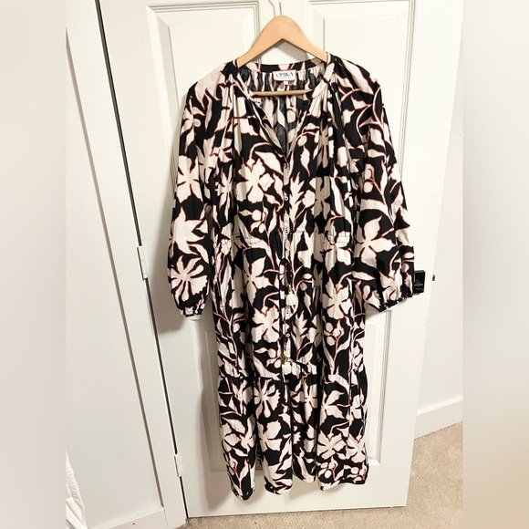 Omika Tuckernuck Emerson Cotton Boho Midi Dress Pockets Size M